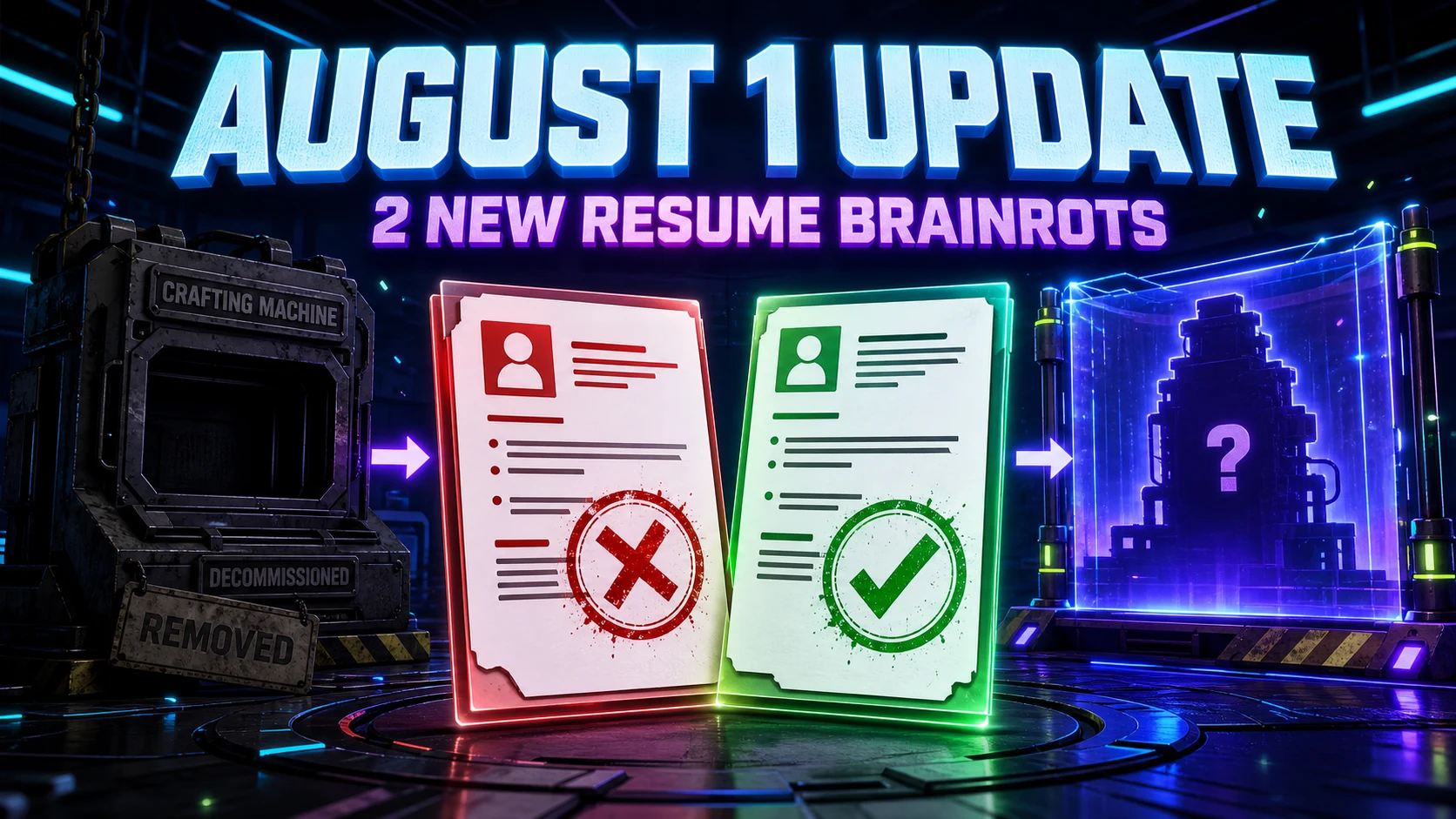 Steal a Brainrot August 1, 2026 Update: 2 New Resume Brainrots and Craft Machine Removed