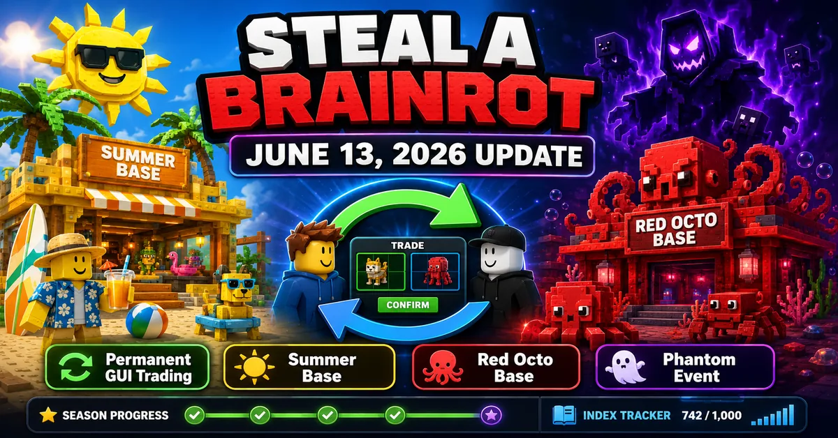Steal a Brainrot June 13, 2026 Update: Summer Base, Trading Button & Phantom Event
